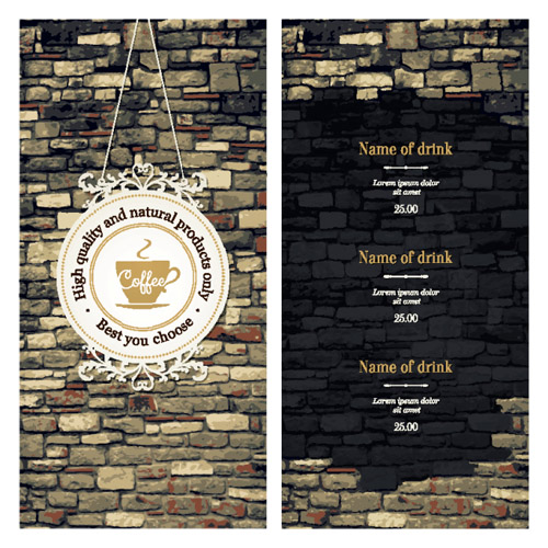 Brick wall style coffee menu background vector