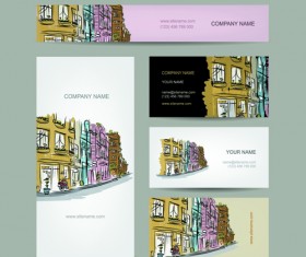 Business cards with banner design vector 03