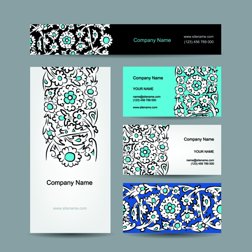 Business cards with banner design vector 06