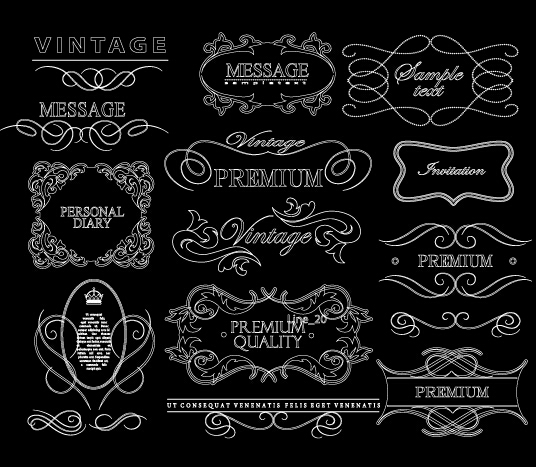 Calligraphic label frames vector material