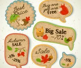 Cardboard autumn sale labels vector 02