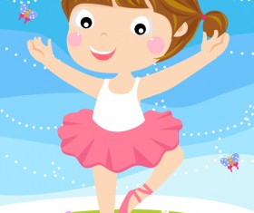 Cartoon little girl vector material 01