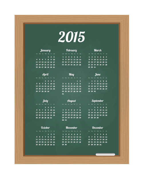 Chalkboard style 2015 calendar vector graphics