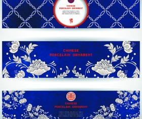 Chinese porcelain ornament banner vector 01