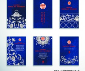 Chinese porcelain ornament cards vector 02