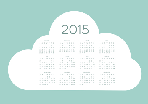 Cloud 2015 calendar vector graphic