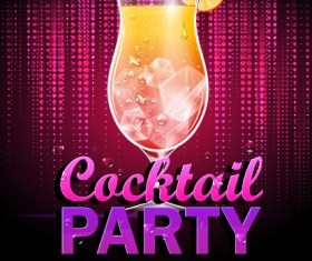 Cocktail disco night party poster vector set 03