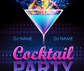 Cocktail disco night party poster vector set 06 free download