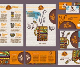 Coffee retro business template kit vector 01