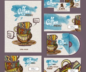 Coffee retro business template kit vector 02