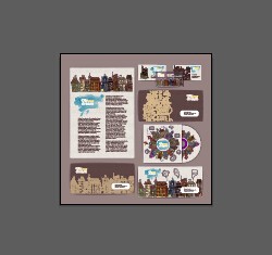 Coffee retro business template kit vector 03