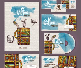 Coffee retro business template kit vector 04