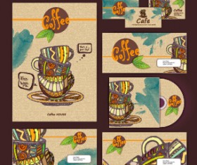 Coffee retro business template kit vector 05