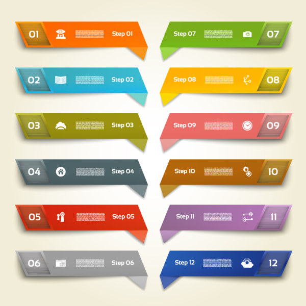 Color number banners vector