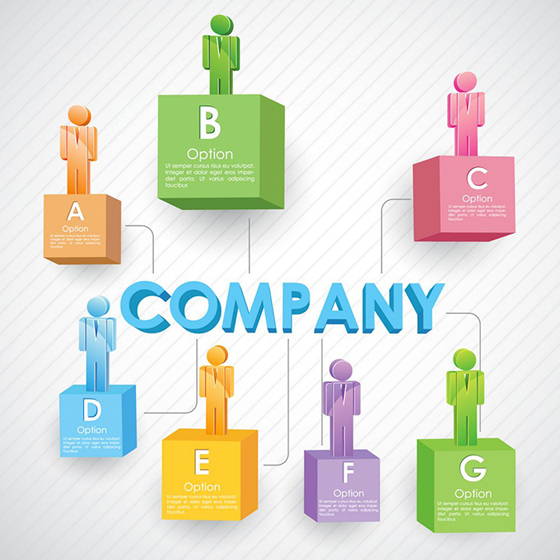 Colored 3d people company template vector