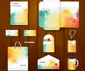 Colored corporate templates kit vector 01