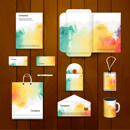 Colored corporate templates kit vector 01