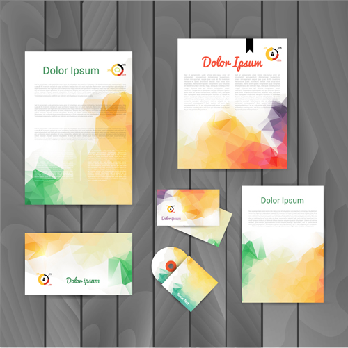 Colored corporate templates kit vector 02