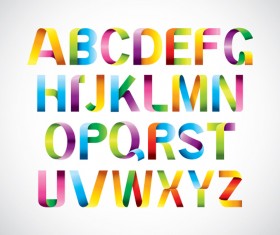 Colored ribbon alphabet vector