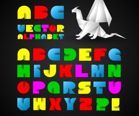 Colorful origami alphabet vector set
