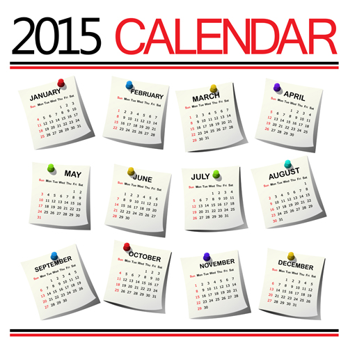 Creative calendar 2015 vector design set 03