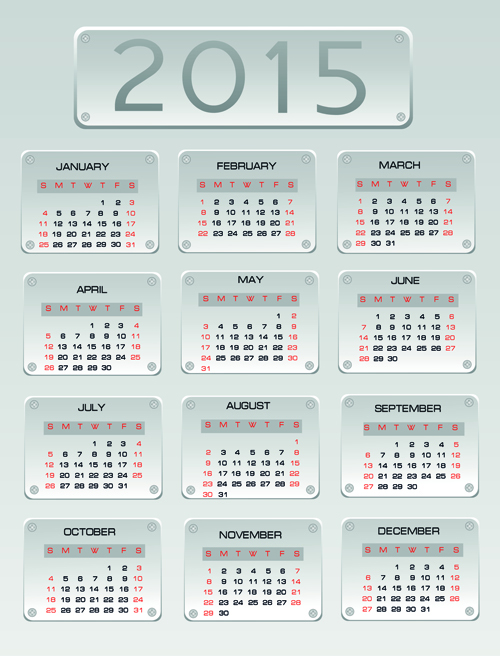 Creative calendar 2015 vector design set 07