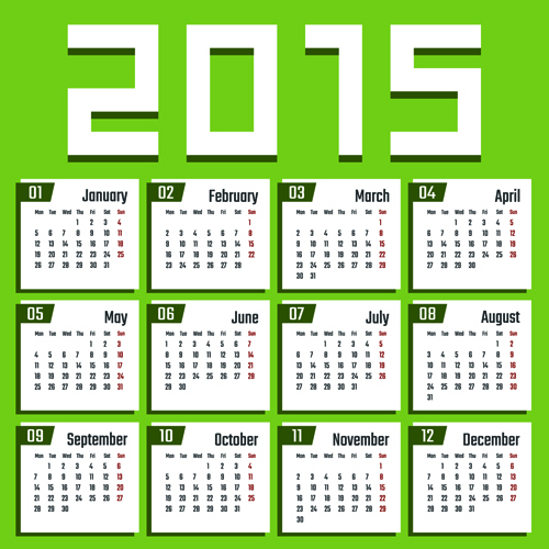 Creative calendar 2015 vector design set 09