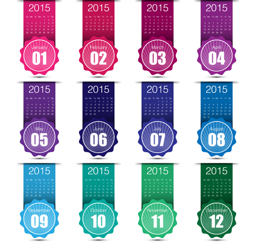 Creative labels 2015 calendar design vector