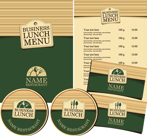 Creative menu with list and cards vector 01