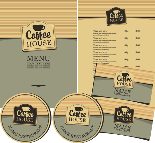 Creative menu with list and cards vector 02