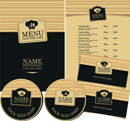 Creative menu with list and cards vector 03