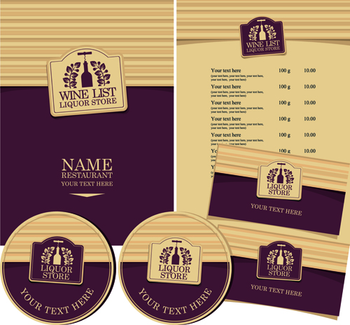 Creative menu with list and cards vector 04