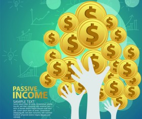 Creative passive income money background vector 01