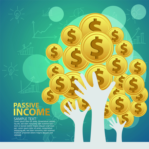 Creative passive income money background vector 01