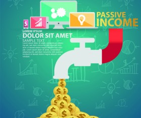 Creative passive income money background vector 02