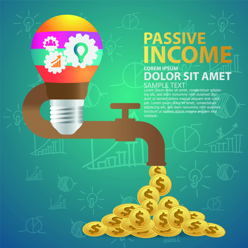 Creative passive income money background vector 04