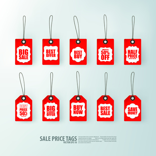 Creative sale price tags vector set 04