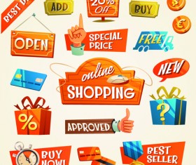 Creative shopping elements set vecter 05