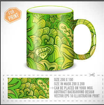 Cup print abstract pattern vector 01
