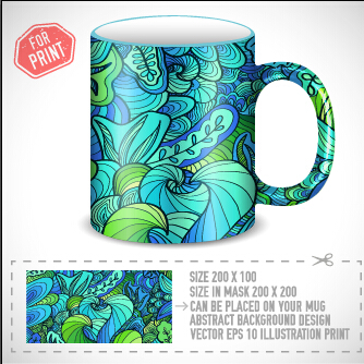 Cup print abstract pattern vector 03