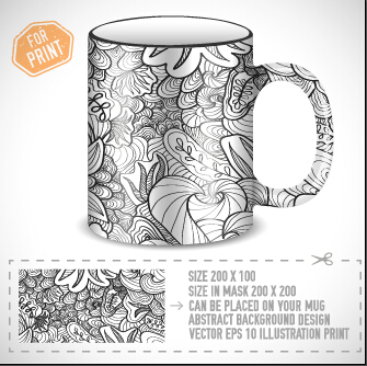 Cup print abstract pattern vector 04