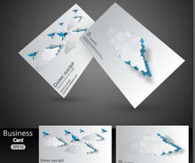 Cut paper cloud business card vector