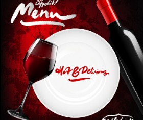 Dark red wine menu background vector 01