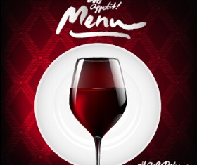 Dark red wine menu background vector 02