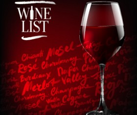 Dark red wine menu background vector 03