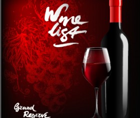 Dark red wine menu background vector 04