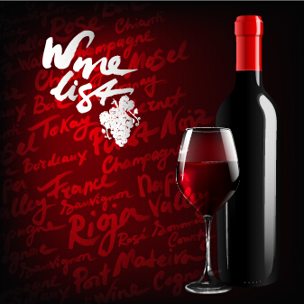 Dark red wine menu background vector 05