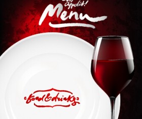 Dark red wine menu background vector 06