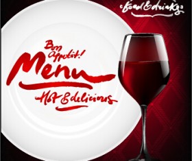 Dark red wine menu background vector 07