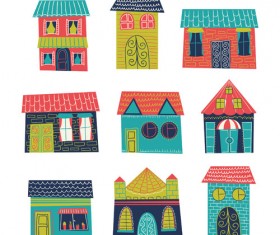 Different house set vector 04
